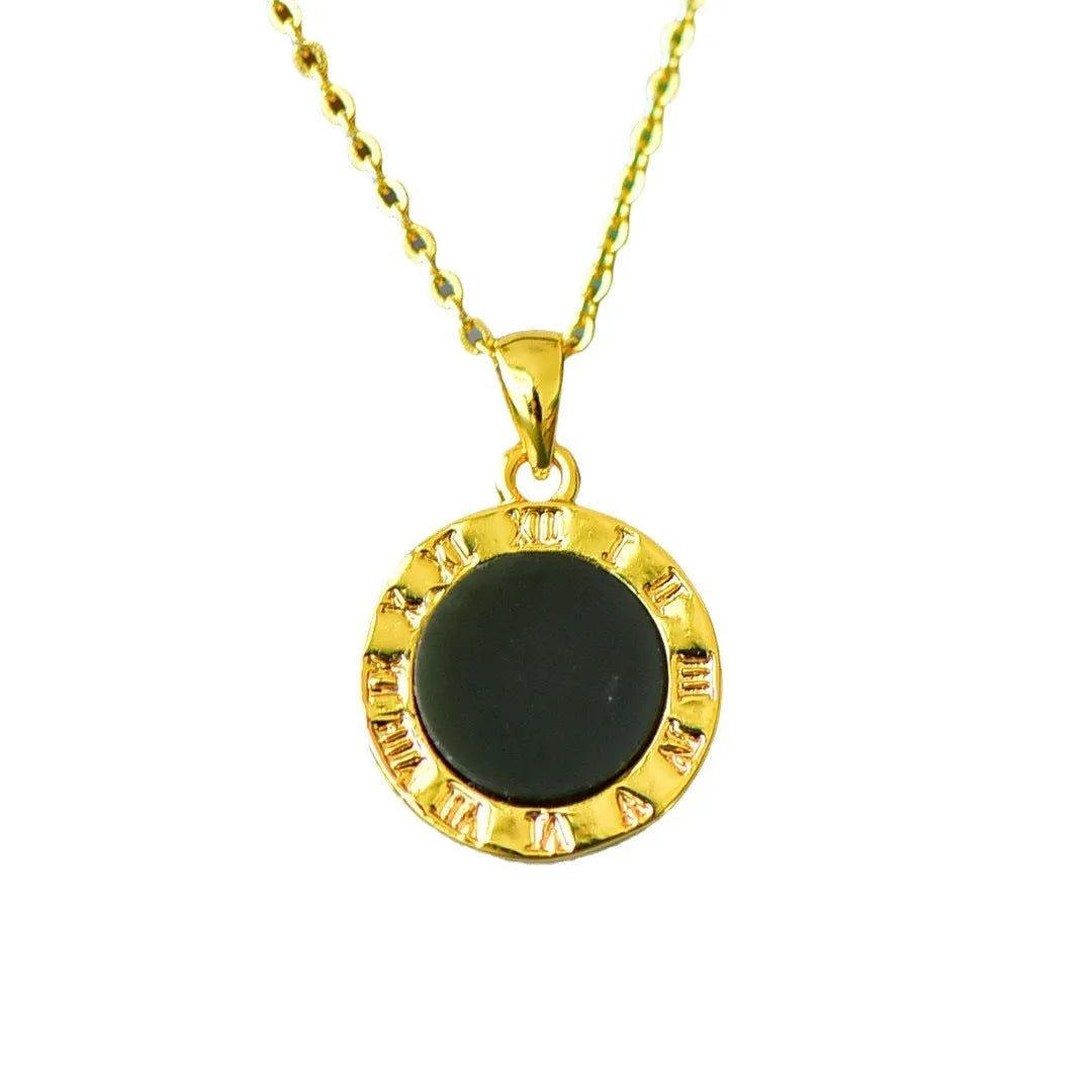 Natural Hetian gray jade pendant with copper inlay detailing on minimalist necklace