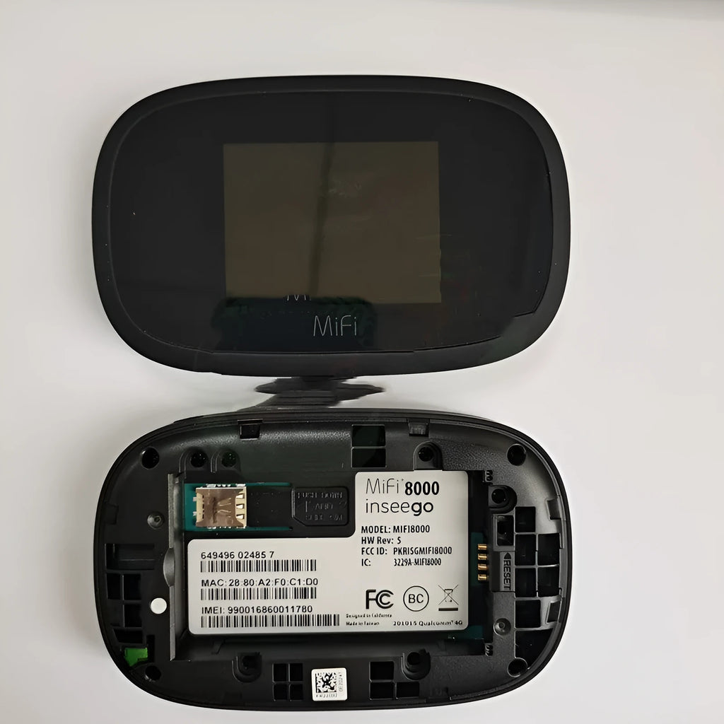 Black portable 4G WiFi router with dimensions 10x20x3cm for mobile internet access.