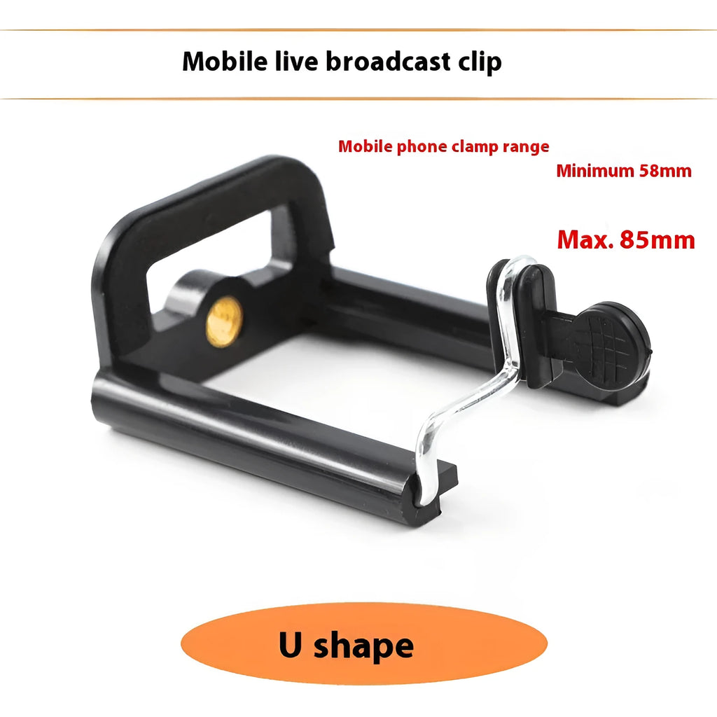 Black plastic U-shaped mobile phone clip bracket for universal device mounting
