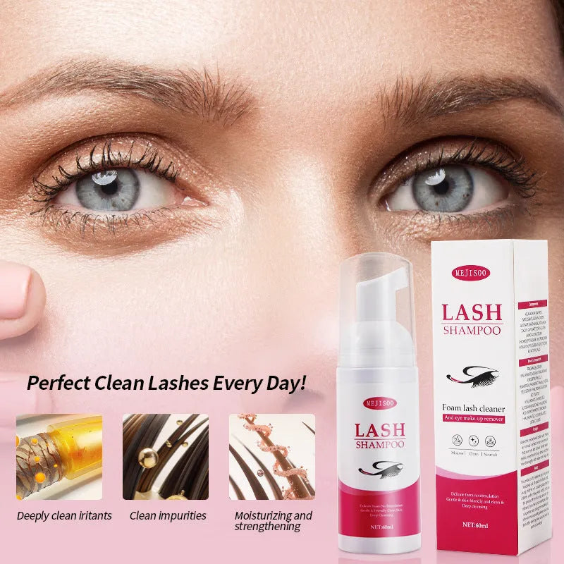 LASH SHAMPOO 60ml eyelash cleaning mousse bottle for lash extension care