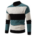 Men's fall winter colour block rhombus twisted pullover sweater in black khaki white loose fit long sleeve polyester blend
