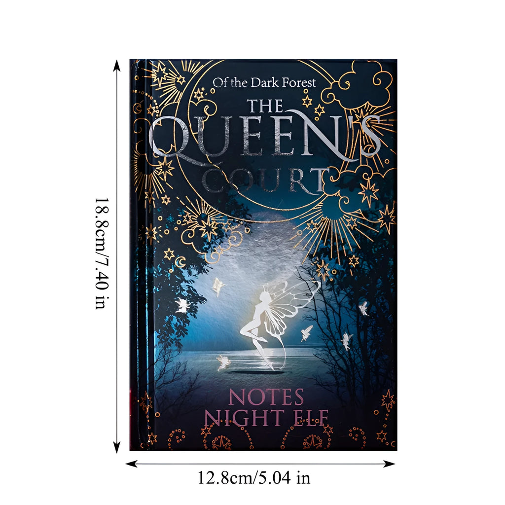 A5 luminous hardcover notebook with full-colour illustrated pages, available in blue and purple colours