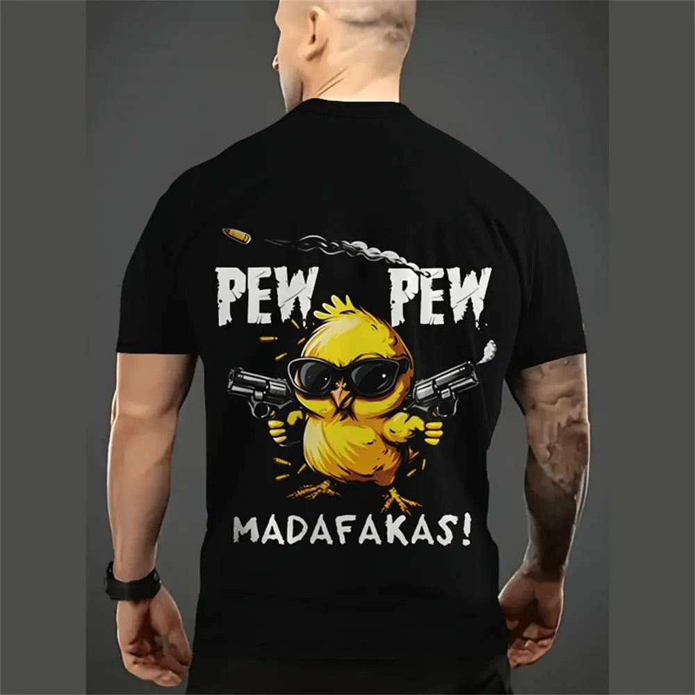 Men's loose fit cartoon 3D printed short sleeve t-shirt in milk silk fabric