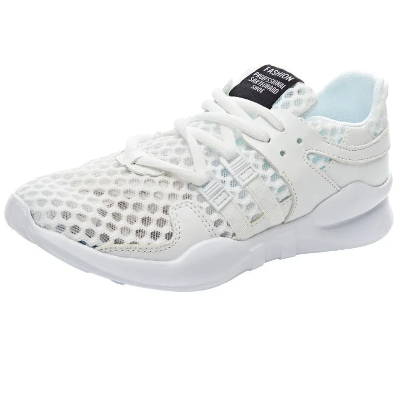 Hollow-out mesh sneakers with round toe and low-top design for summer casual wear