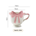 Ceramic mug with heart bow design in black pink colour, 301-400 ml capacity
