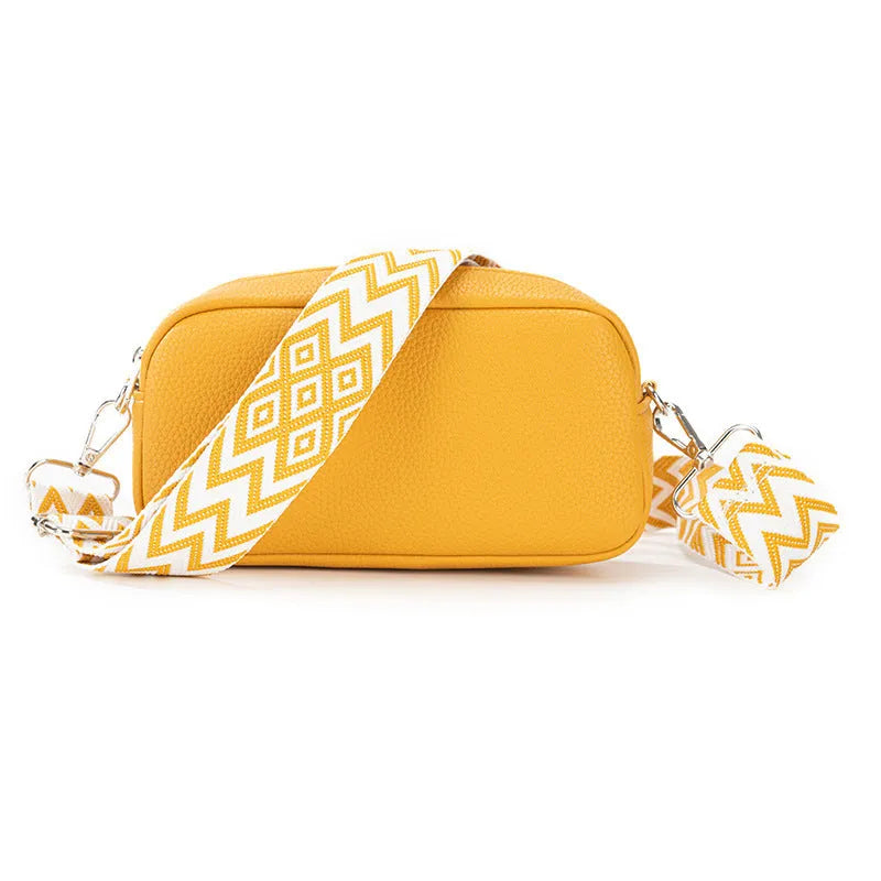 Soft PU one-shoulder crossbody bag for women in a horizontal square shape, shown in various colours.
