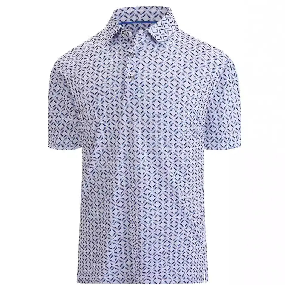 Men's grey short sleeve top with a raised 3D printed graphic pattern and silver zip detail on the chest.