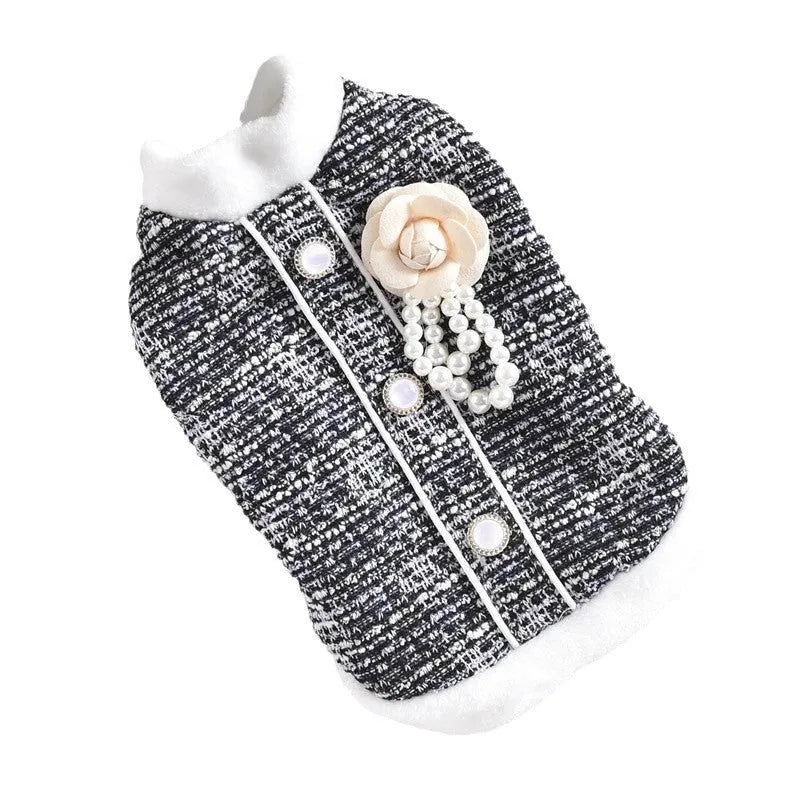 Black or purple cat jacket with sausage print design for small to large pets