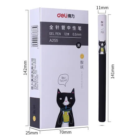 Black gel pen full needle tube with plastic shell for office stationery signature use