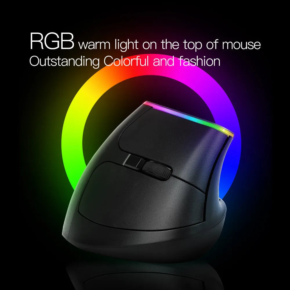 M618C black and white vertical ergonomic wireless computer mouse with RGB lighting