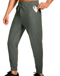 Men's loose fit polyester casual trousers shown in a solid colour, available in multiple sizes.