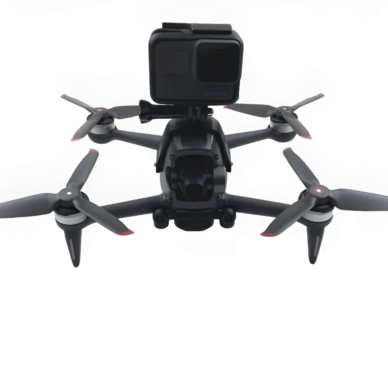 3D-printed hard plastic action camera expansion bracket with sponge padding for FPV drone use