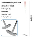 Stainless steel golf putting rod with pattern grip in black on a putting green