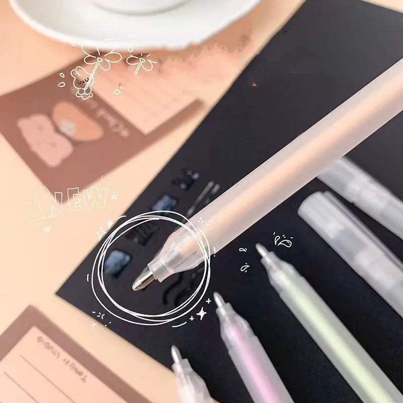 Macaroon coloured plastic dispensing pen with cap-pull mechanism for quick-dry adhesive