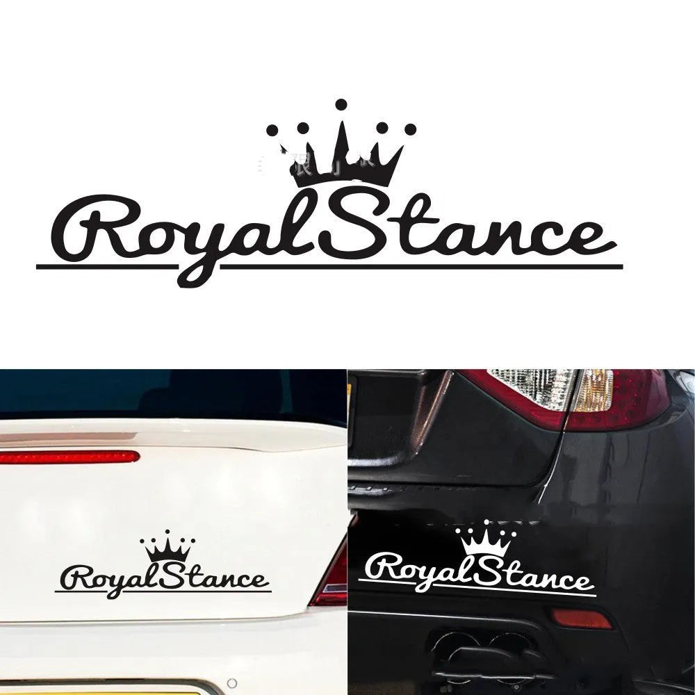 Reflective crown design car sticker on vinyl sheet, showing black, white, and colourful options.