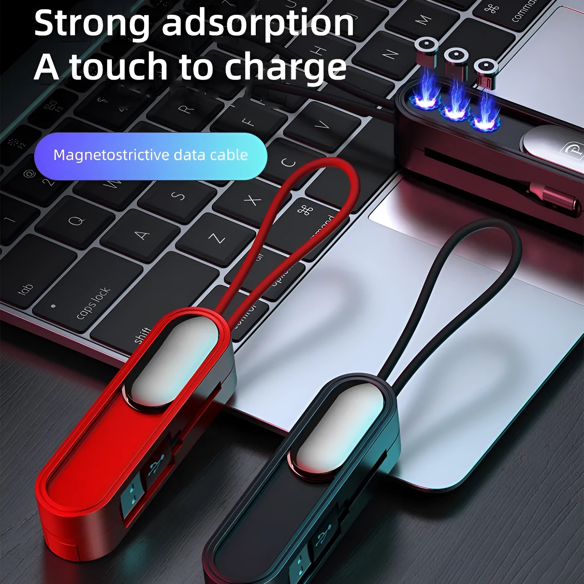Three-in-one telescopic data cable extended to 0.35 metres with Apple, Micro USB and USB-C connectors