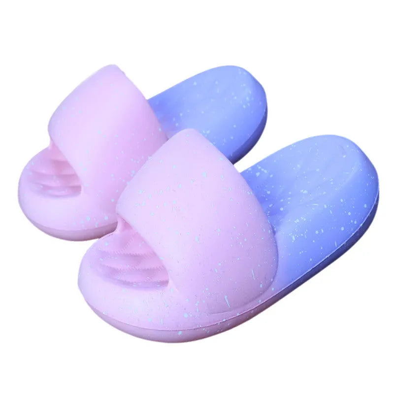 Women's mute toe ring slippers in starry sky colourway with thickened EVA sole and 5cm heel