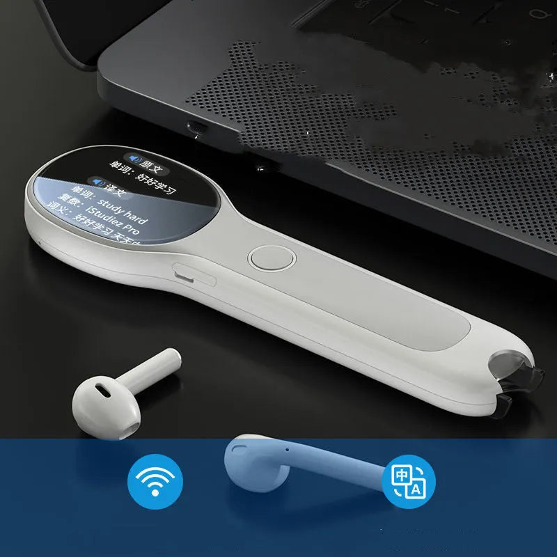 White universal reading pen language learning device with USB charging cable