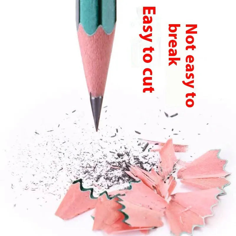 Green Rod hexagonal wooden drawing pencils, box of 10, showing HB and 2B grades.