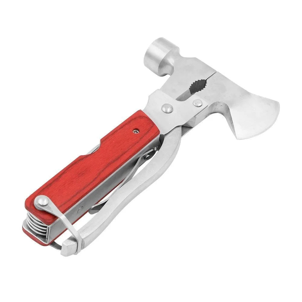 16-in-1 car safety hammer with solid steel construction and Oxford fabric storage bag