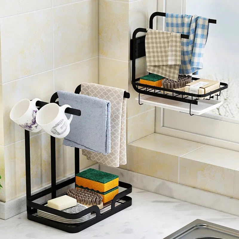 Foldable plastic kitchen storage rack for drying cloths, shown in new Chinese style