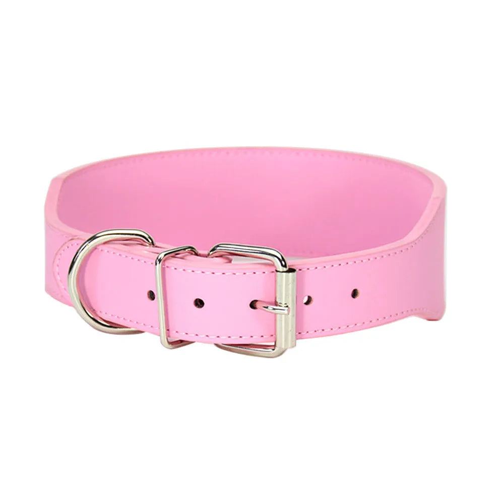 Leather dog collar with fish-shaped buckle in multiple colours and sizes for large dogs