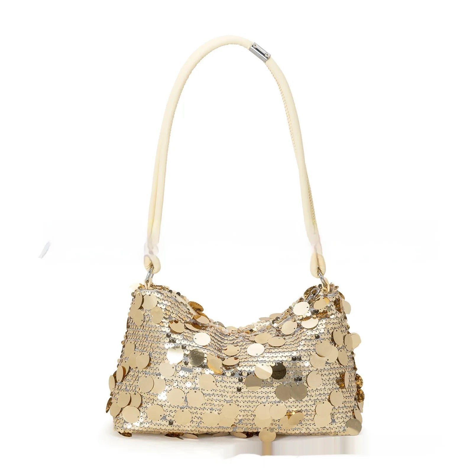 Women's soft polyester crossbody shoulder bag in black with urban simplicity style and decorative sewing thread