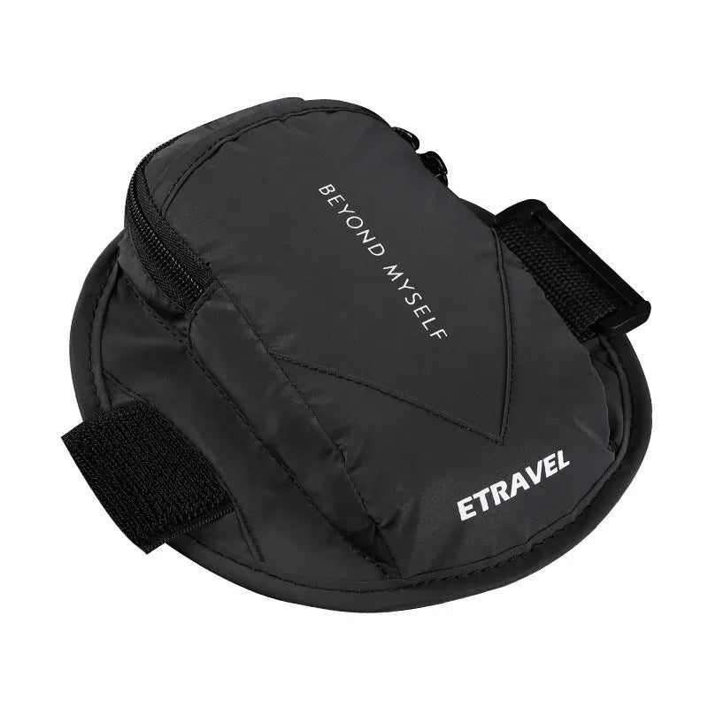 Reflective black running arm bag with adjustable strap and 7 inch smartphone capacity