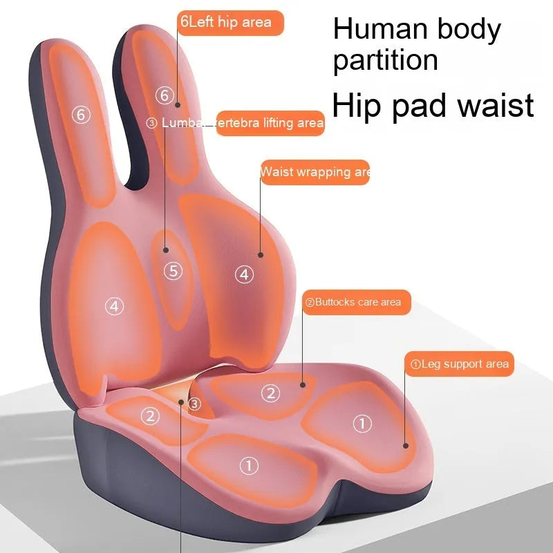 Car seat cushion and lumbar support set with thickened foam padding in multiple colour options
