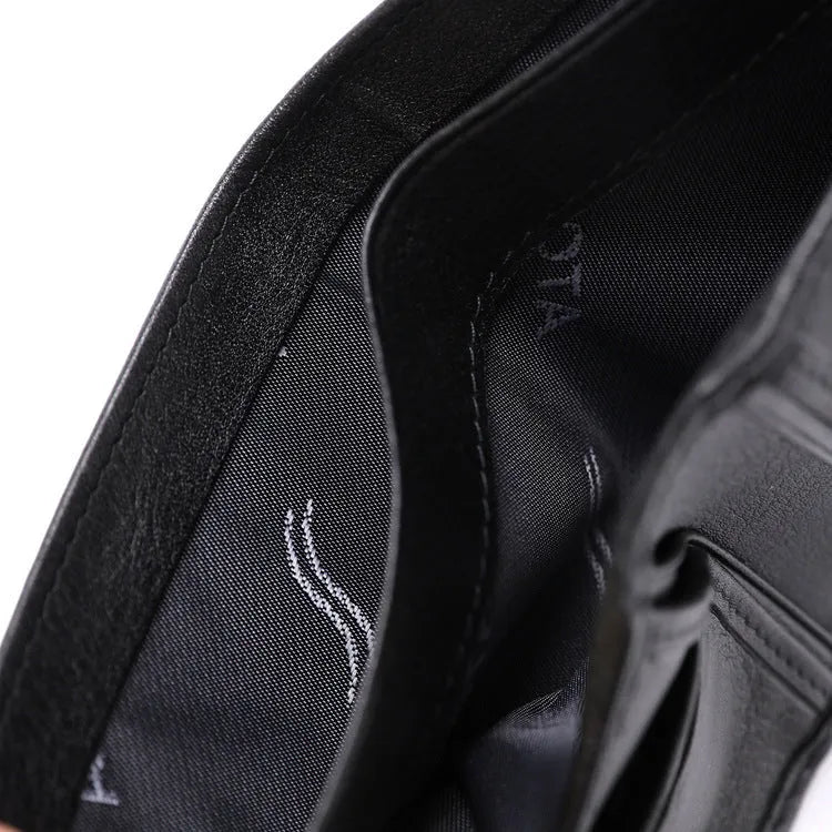 Genuine pearl fishskin cowhide leather wallet in a short horizontal square shape.