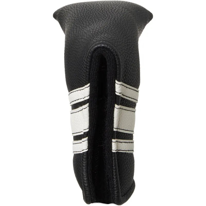 Black PU leather golf push rod head cover shown as a protective sleeve.