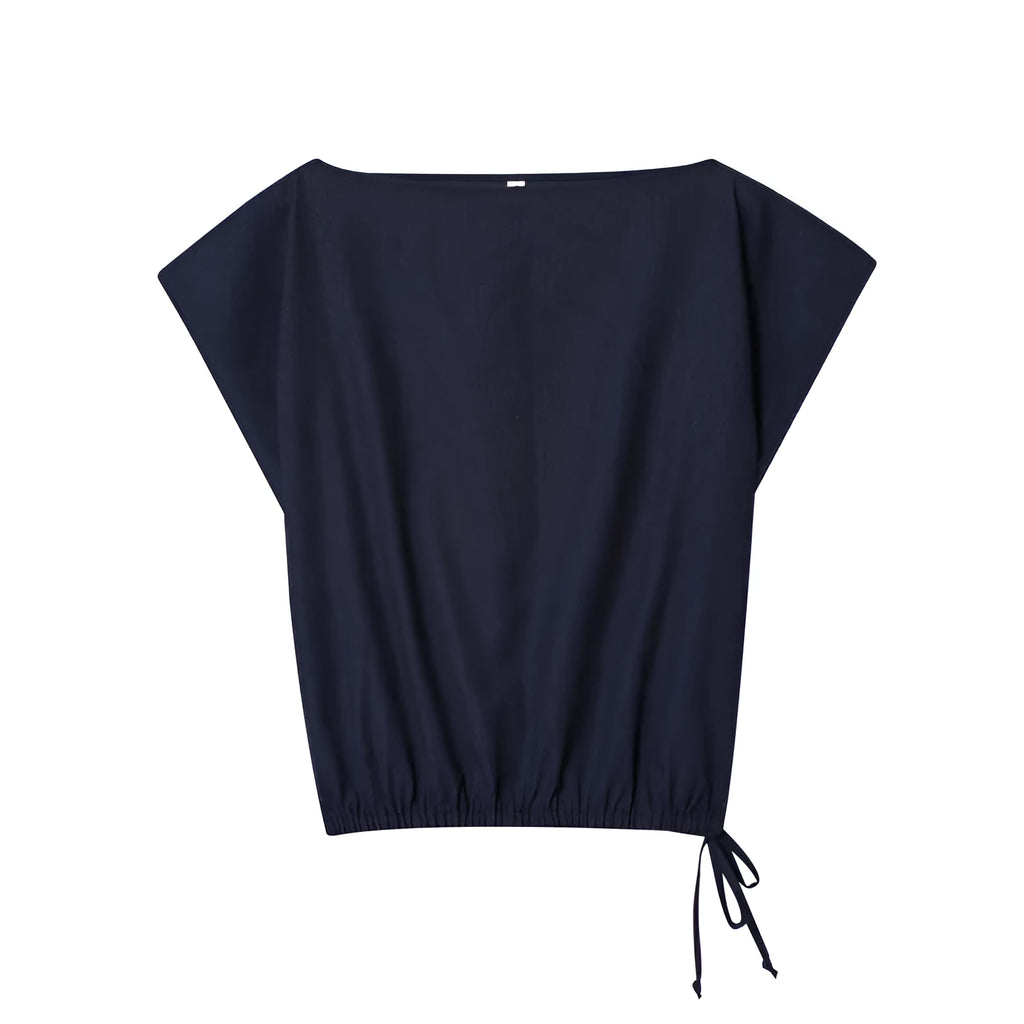 Women's blended polyester co-ord suit with flounced sleeve top and wide-leg trousers