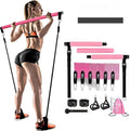 Black and pink TPE resistance band pull rope set with 180 pounds capacity for gymnastic bar fitness training.