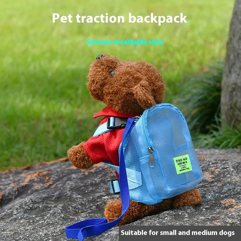 Solid colour dog backpack pet carrier bag for small to medium canine transport