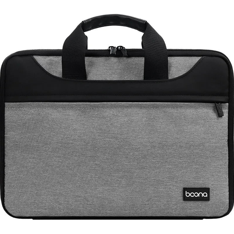Black Encapsulate full-open laptop bag made from Oxford cloth for business travel, showing soft carry handle.