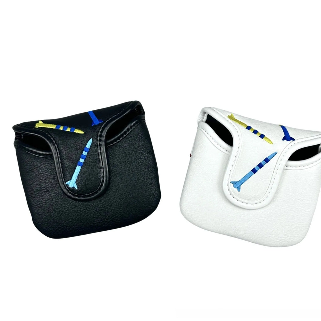 Golf putter protective sleeve with rocket pattern design in black colour