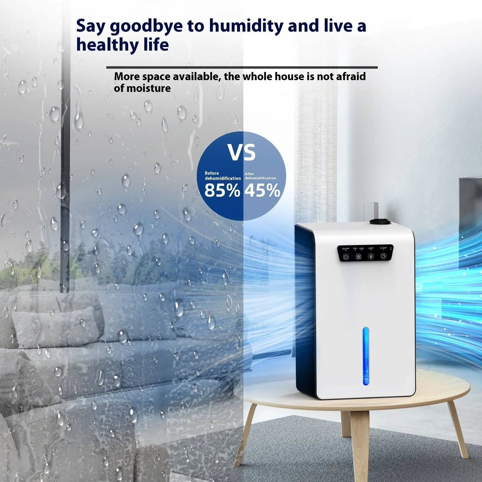 Milky white household dehumidifier for 10-20 square metre rooms with mute operation