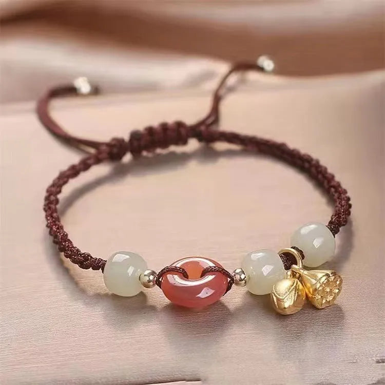 Hetian jade bracelet with constellation design and multiple colour strap options