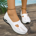 Women's slip-on mesh walking shoes with soft PVC sole, low heel, solid colour, and Flyknit upper