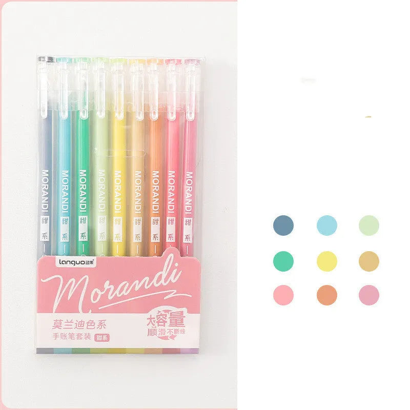 Set of nine gel pens with 0.5mm needle tips in a choice of colour series including Nordic and Retro.