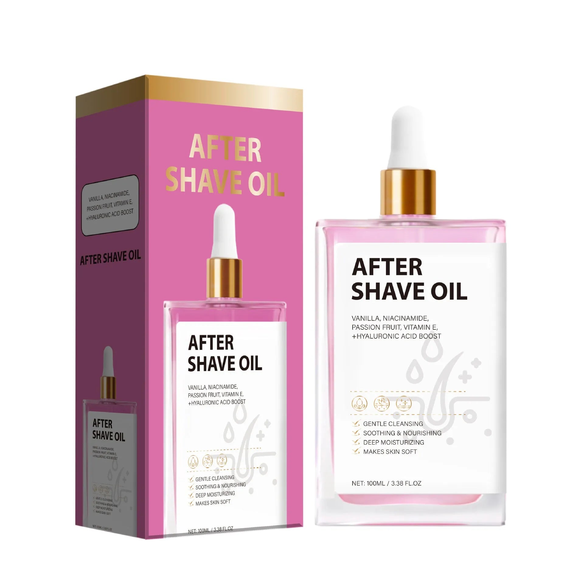 100ml bottle of men's aftershave care oil for post-shave skin soothing and moisturising, style FP-A021