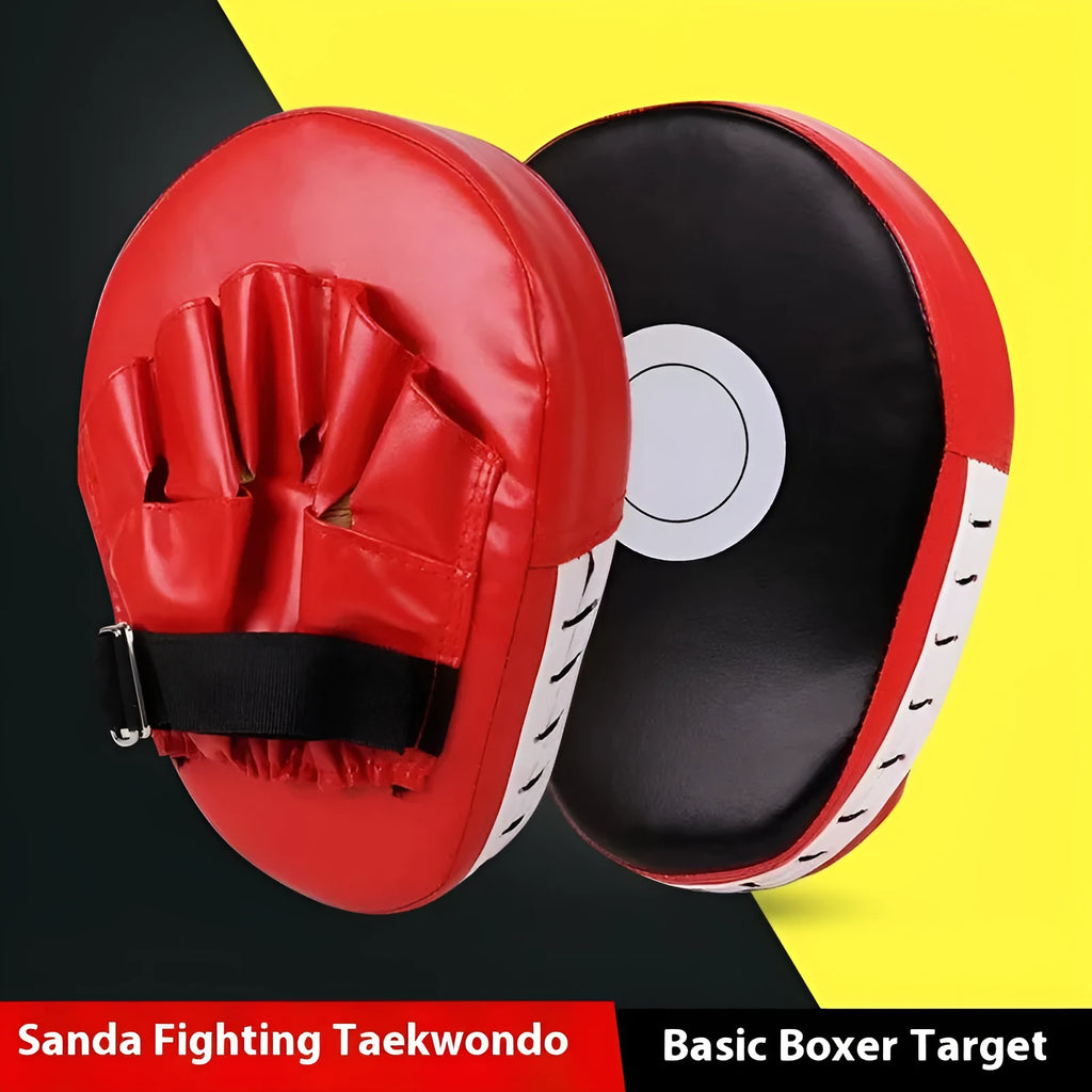 PU leather punch mitts for boxing and Muay Thai training in curved and flat target designs