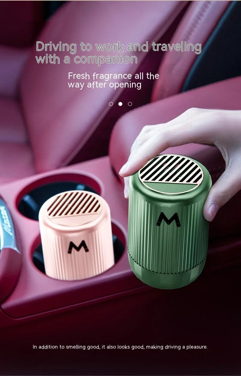 Solid car aromatherapy decorative cup for fragrance and odour removal, 10cm by 6cm.