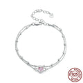 Women's sweet style 925 sterling silver bracelet with small heart charm on an adjustable chain.