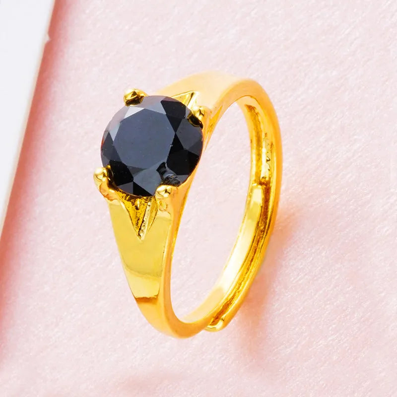 Women's adjustable copper ring with electroplated finish in one of six colours: black, blue, green, pink, red, or white.