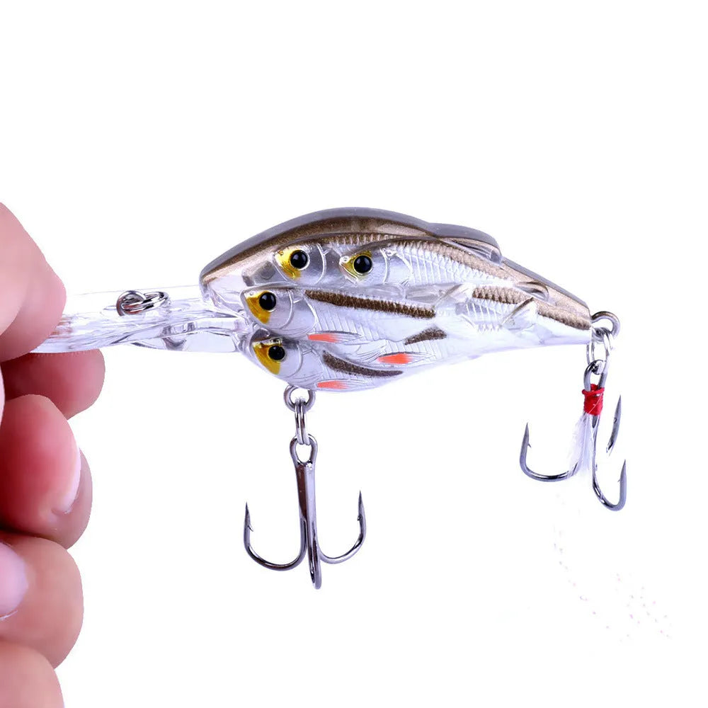 Fish feather hard floating fishing lure in multiple colours for sea fishing