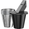 Black steel grease catcher with cover and aluminium foil buckets for barbecue drippings