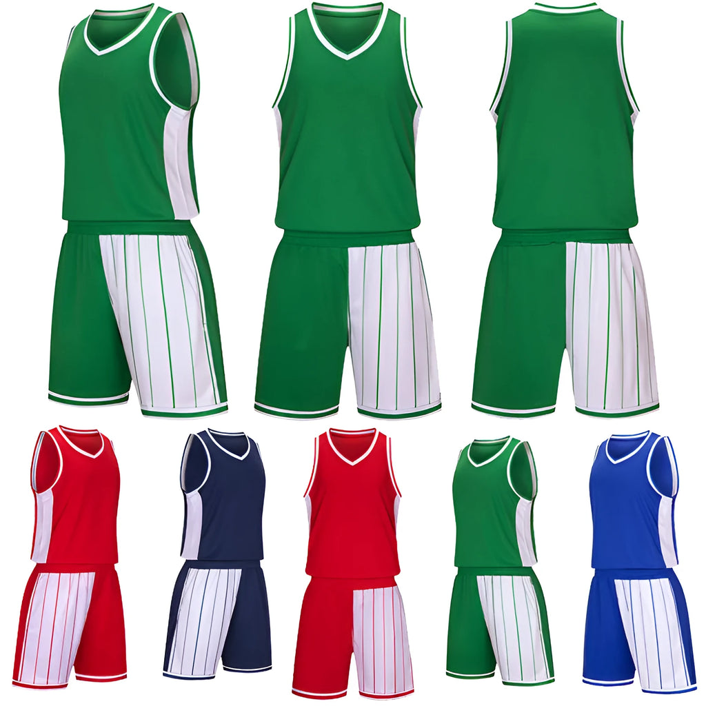 Men's basketball training uniform set with top and shorts in quick-dry fabric