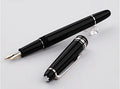 Black fountain pen with gold clip and two-colour nib, 0.7mm iridium tip, on a desk