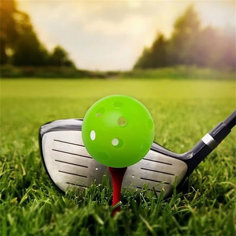 Multi-colour golf practice balls set with 26-hole putting cup in red orange blue green white yellow
